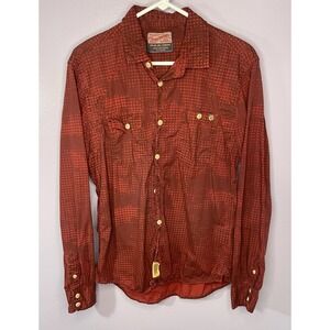 Red Western Bushhopper Shirt Vtg Style Button Down Workwear Utility Mens Large